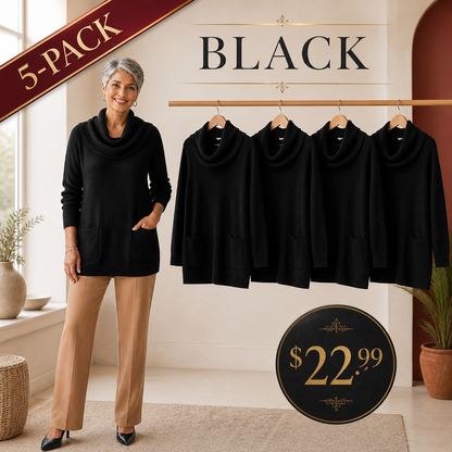 Women's Relaxed Cowl-Neck Knit Tunic with Pockets