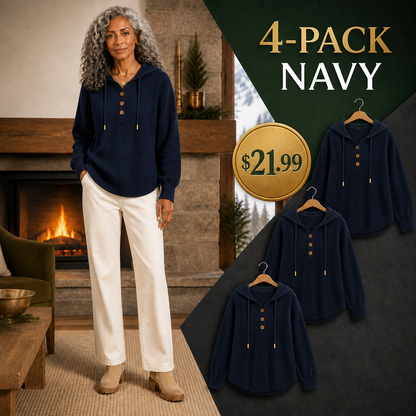 Women's Relaxed Button-Placket Knit Hoodie