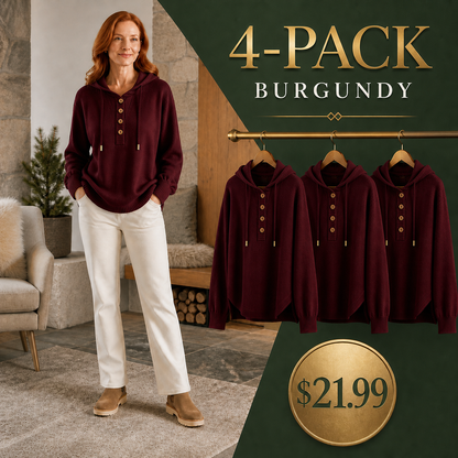 Women's Relaxed Button-Placket Knit Hoodie