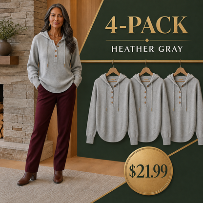 Women's Relaxed Button-Placket Knit Hoodie