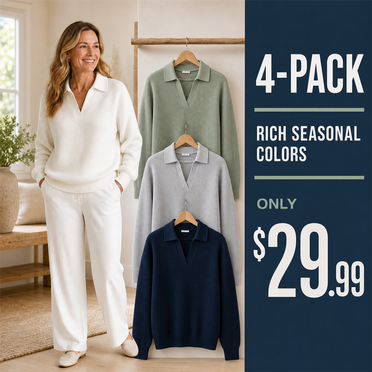 Limited-Time Knit Edit | Women's Relaxed Open-Neck Polo Knit Sweater