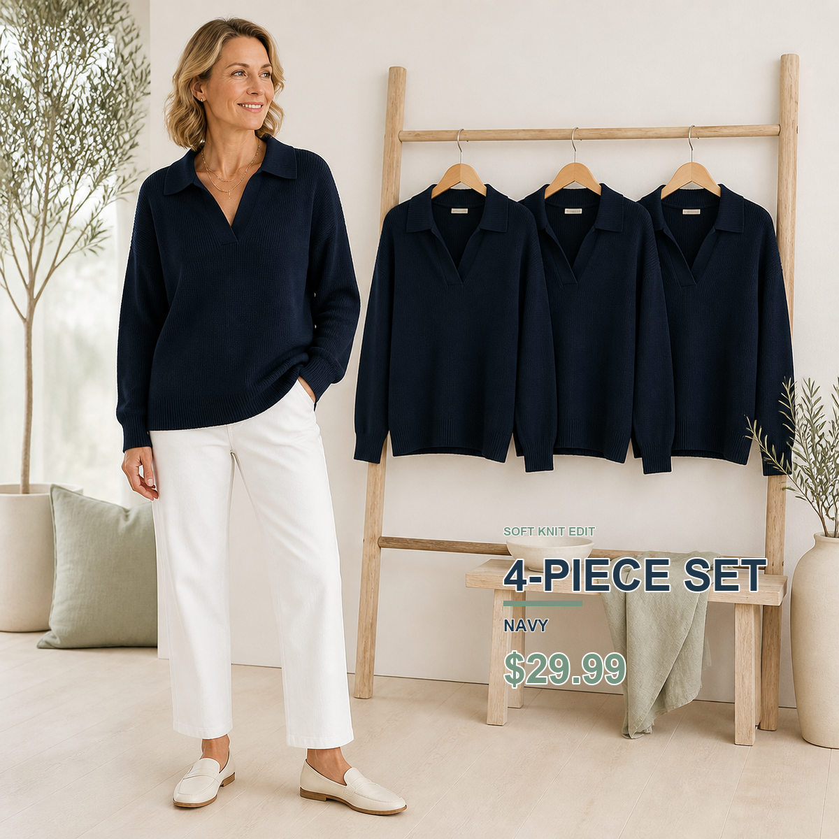 Limited-Time Knit Edit | Women's Relaxed Open-Neck Polo Knit Sweater