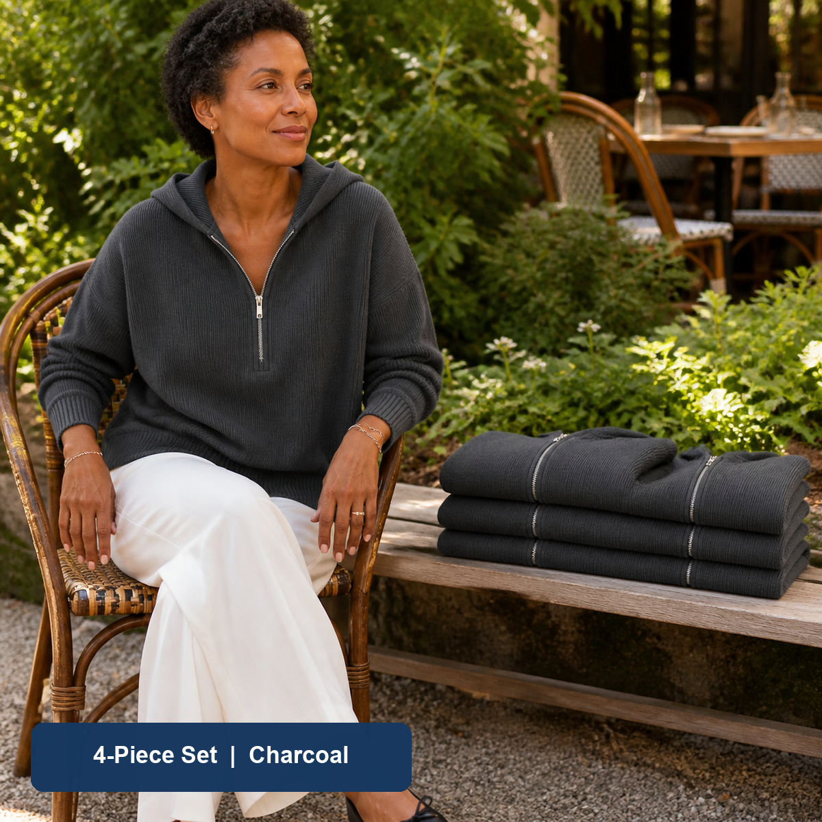 Bundle & Save | Women's Ribbed Half-Zip Hooded Sweater