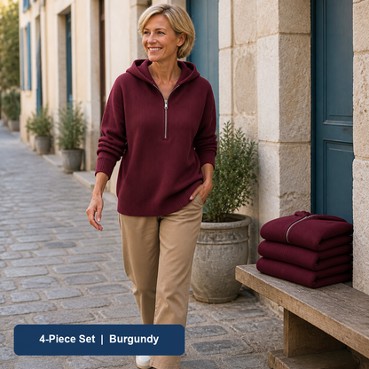 Bundle & Save | Women's Ribbed Half-Zip Hooded Sweater