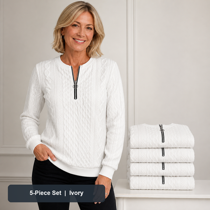 Women's Cable-Knit Quarter-Zip Pullover