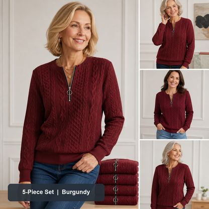 Women's Cable-Knit Quarter-Zip Pullover