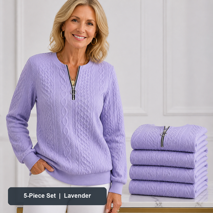 Women's Cable-Knit Quarter-Zip Pullover