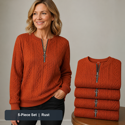 Women's Cable-Knit Quarter-Zip Pullover