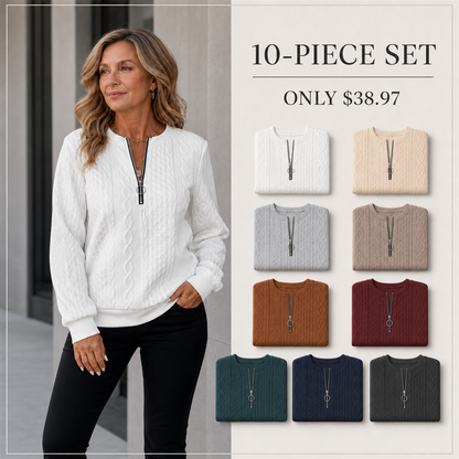 Women's Cable-Knit Quarter-Zip Pullover
