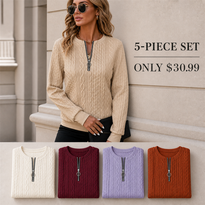 Women's Cable-Knit Quarter-Zip Pullover