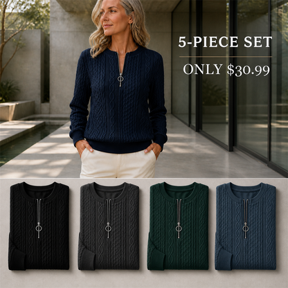 Women's Cable-Knit Quarter-Zip Pullover
