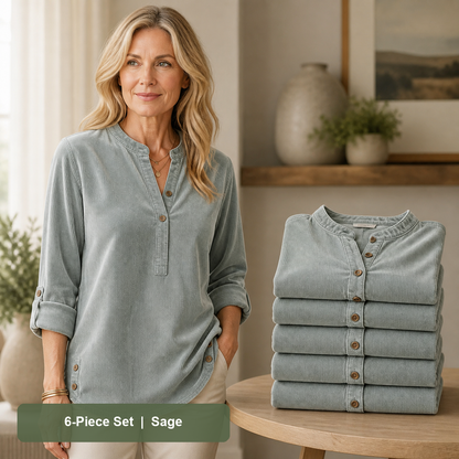 Women's Corduroy Henley Roll-Tab Tunic