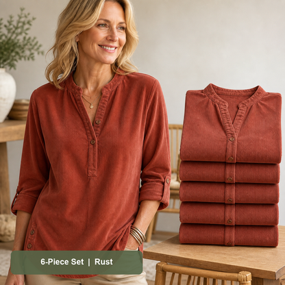 Women's Corduroy Henley Roll-Tab Tunic