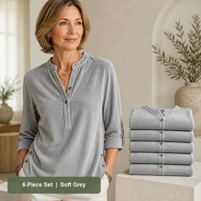 Women's Corduroy Henley Roll-Tab Tunic