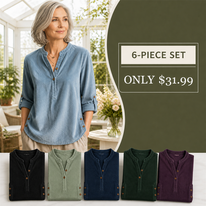 Women's Corduroy Henley Roll-Tab Tunic