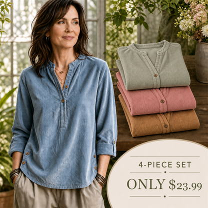 Women's Corduroy Henley Roll-Tab Tunic