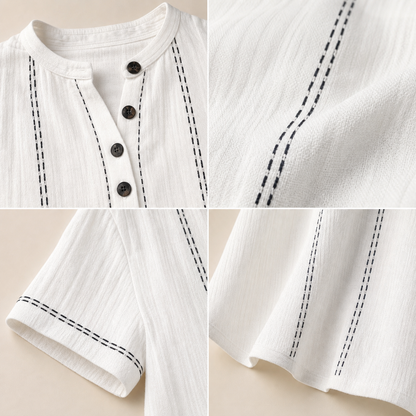Women's Short Sleeve Henley A-Line Dress