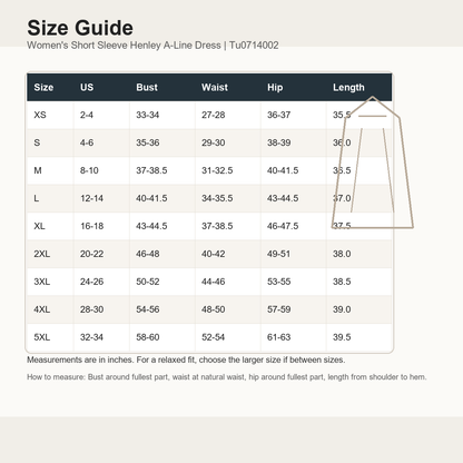 Women's Short Sleeve Henley A-Line Dress