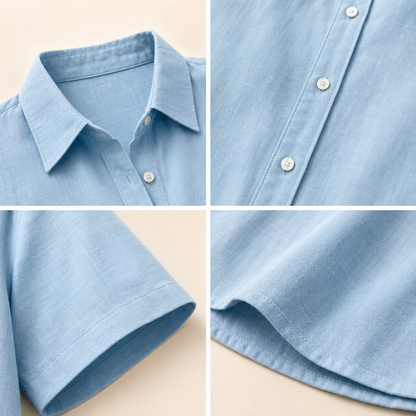 Women's Relaxed Short Sleeve Button-Up Shirt