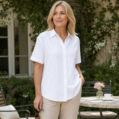 Women's Relaxed Short Sleeve Button-Up Shirt