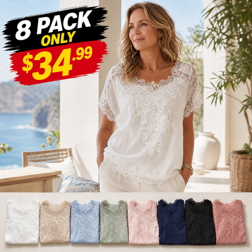 Women's Lace Embroidered Short Sleeve Top