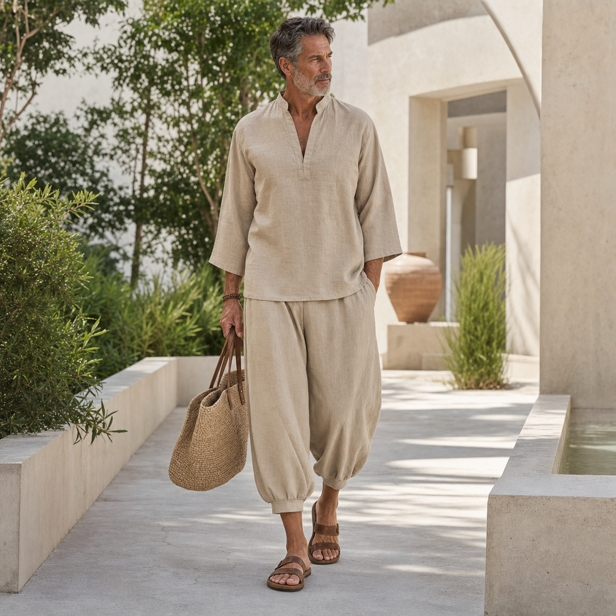 Men's Relaxed Linen Two-Piece Lounge Set