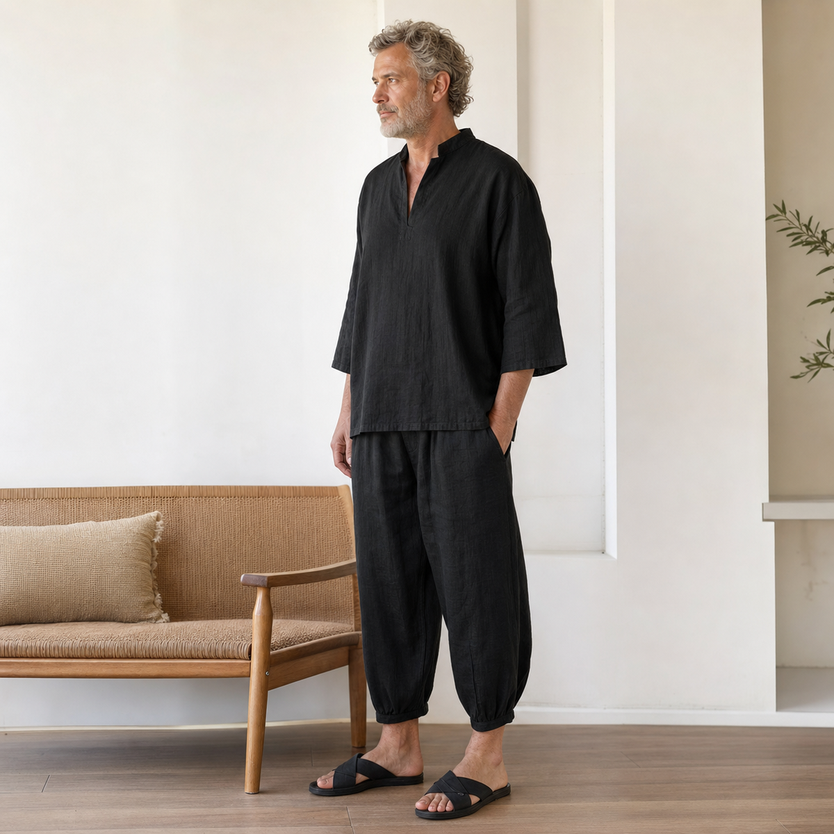 Men's Relaxed Linen Two-Piece Lounge Set