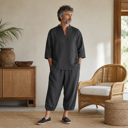 Men's Relaxed Linen Two-Piece Lounge Set