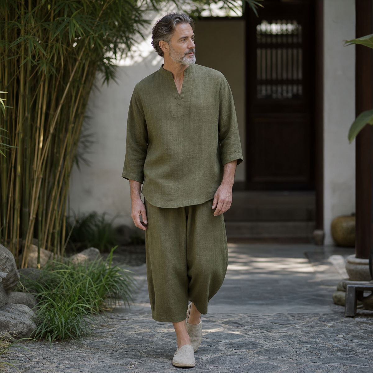 Men's Relaxed Linen Two-Piece Lounge Set