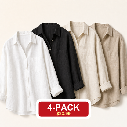 ⏰Clearance Sale⚡24-Pack Only $49.99⚡Women's Lightweight & Breathable Linen Shirt (Short-Sleeve / Long-Sleeve)