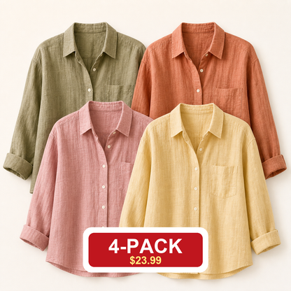 ⏰Clearance Sale⚡24-Pack Only $49.99⚡Women's Lightweight & Breathable Linen Shirt (Short-Sleeve / Long-Sleeve)