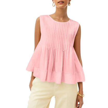 ⚡FINAL SALE⚡ Women's Pleated Babydoll Tank Tops Summer Peplum