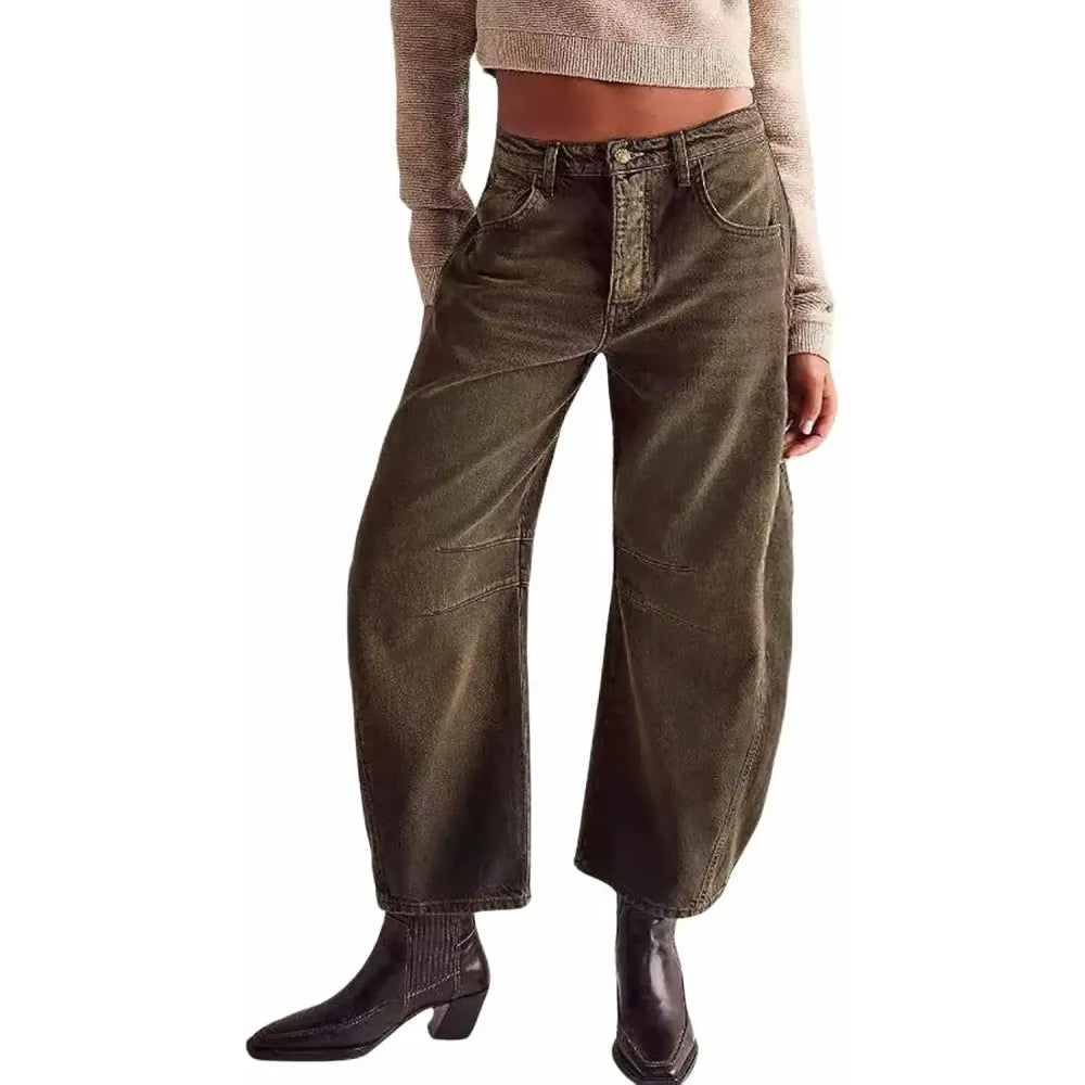 ⏰ Barrel Jeans⏰ - Women Wide Leg Cropped Jeans