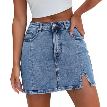 Genleck Women's High-Waisted Denim Skort with Shorts