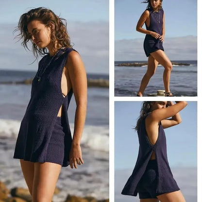 Sleeveless Sweater & Shorts Set for Women
