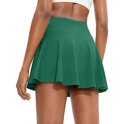 Women's One Piece Skirt One In One Flowy Basic Versatile Stretchy Flared Casual Mini Skirt