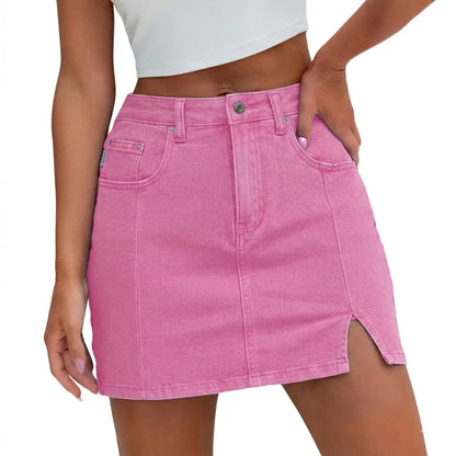 Genleck Women's High-Waisted Denim Skort with Shorts