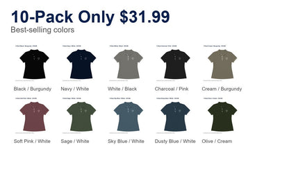 CLEARANCE SALE - Women's Contrast Trim Heart Polo Shirt - 14 Colors & Bundle Deals