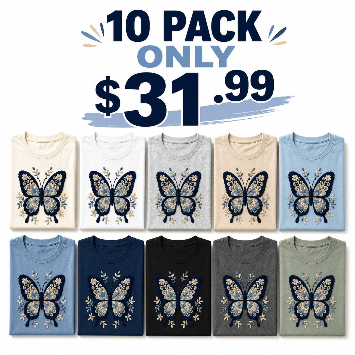 CLEARANCE SALE - Women's Crochet Butterfly Graphic Tee - 14 Colors & Bundle Deals