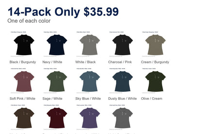 CLEARANCE SALE - Women's Contrast Trim Heart Polo Shirt - 14 Colors & Bundle Deals