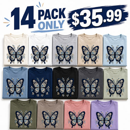 CLEARANCE SALE - Women's Crochet Butterfly Graphic Tee - 14 Colors & Bundle Deals