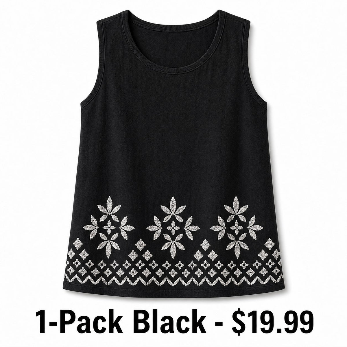 CLEARANCE SALE - Women's Embroidered Border Sleeveless Tank Top - 14 Colors & Bundle Deals