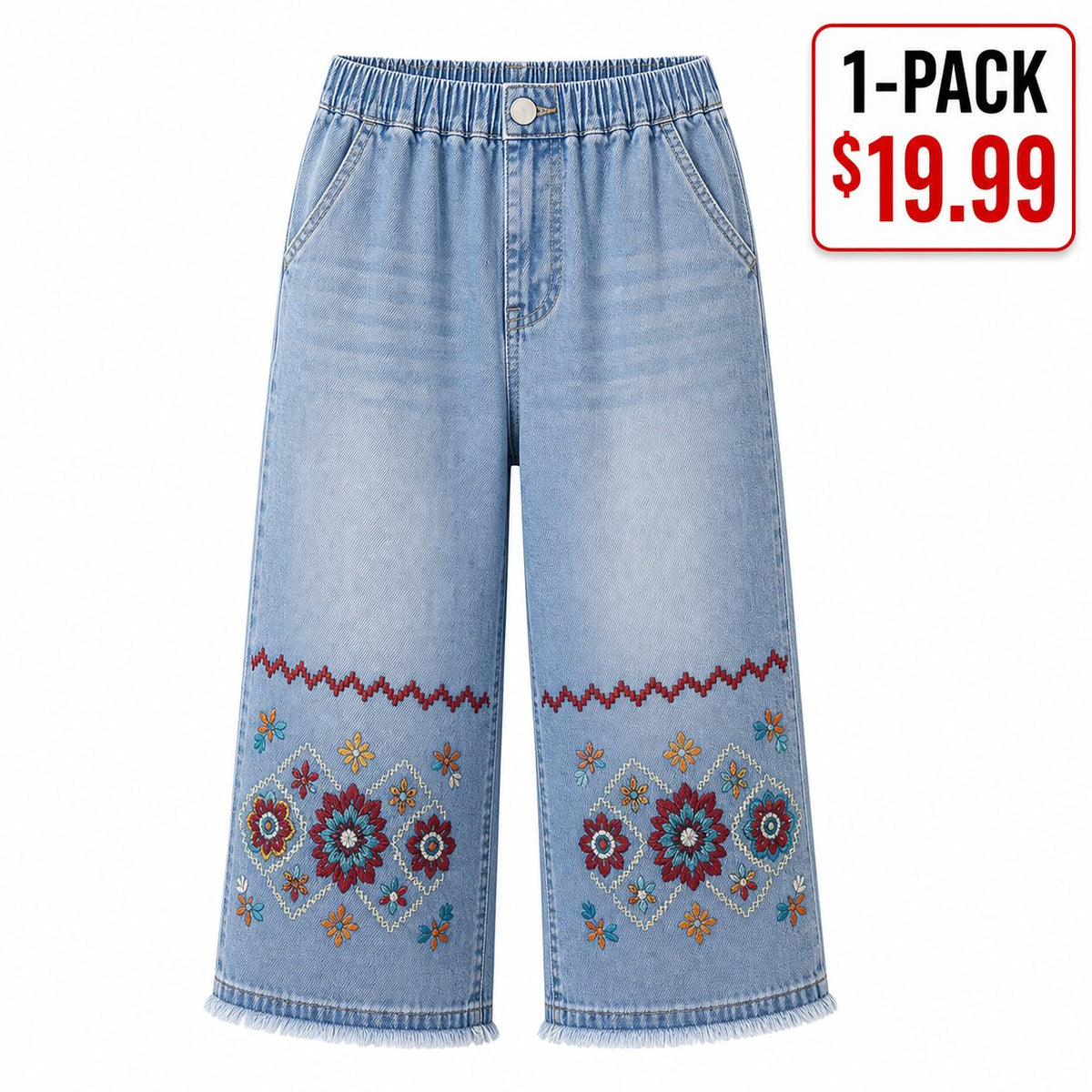 CLEARANCE SALE - Women's Embroidered Denim Capri Pants - 14 Washes & Bundle Deals