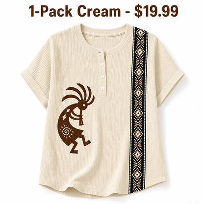 CLEARANCE SALE - Women's Southwest Kokopelli Henley Top - 14 Colors & Bundle Deals