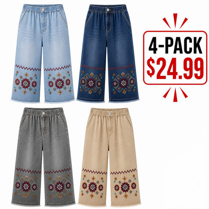 CLEARANCE SALE - Women's Embroidered Denim Capri Pants - 14 Washes & Bundle Deals