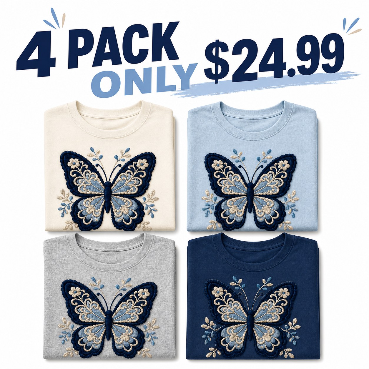 CLEARANCE SALE - Women's Crochet Butterfly Graphic Tee - 14 Colors & Bundle Deals