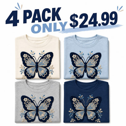 CLEARANCE SALE - Women's Crochet Butterfly Graphic Tee - 14 Colors & Bundle Deals