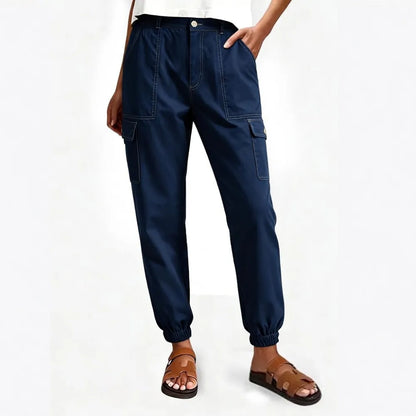 ⚡FINAL SALE⚡ Lightweight Cotton-Blend Cargo Joggers for Women – Elastic Cuff Utility Pants