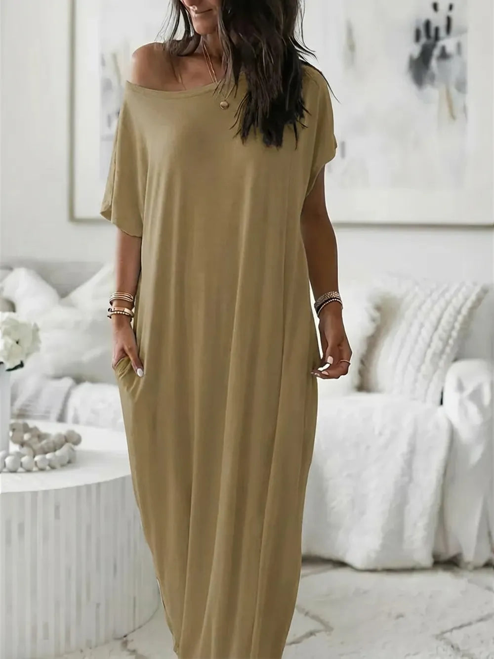 ⚡FINAL SALE⚡ Women's Casual Off-Shoulder Maxi Dress with Pockets