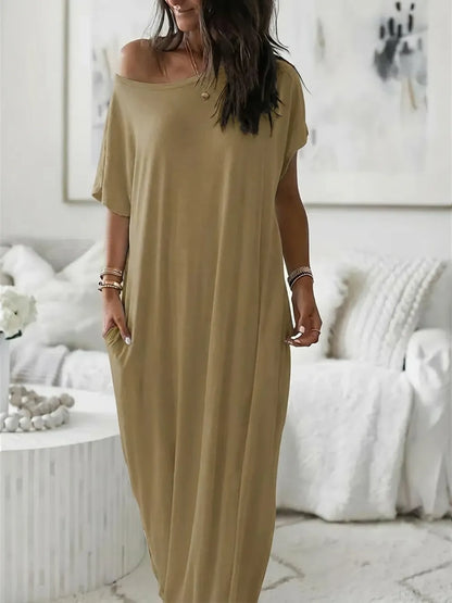 ⚡FINAL SALE⚡ Women's Casual Off-Shoulder Maxi Dress with Pockets